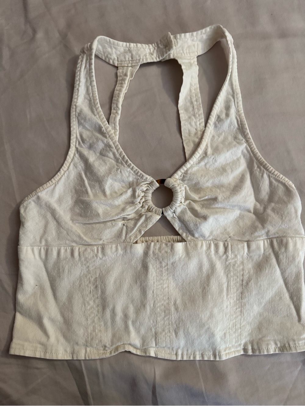 Urban Outfitters SP Women’s Cream Ring-Front Crop Tank Top